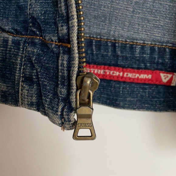 GUESS Vintage Small Jean jacket zipper front sleeve Blue 90s retro denim coat - Picture 4 of 13